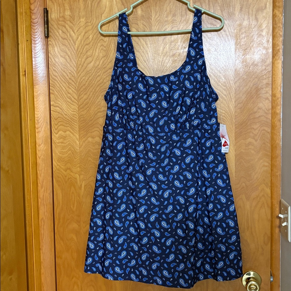 NEW, Lands' End Blue Paisley One Piece Swimsuit